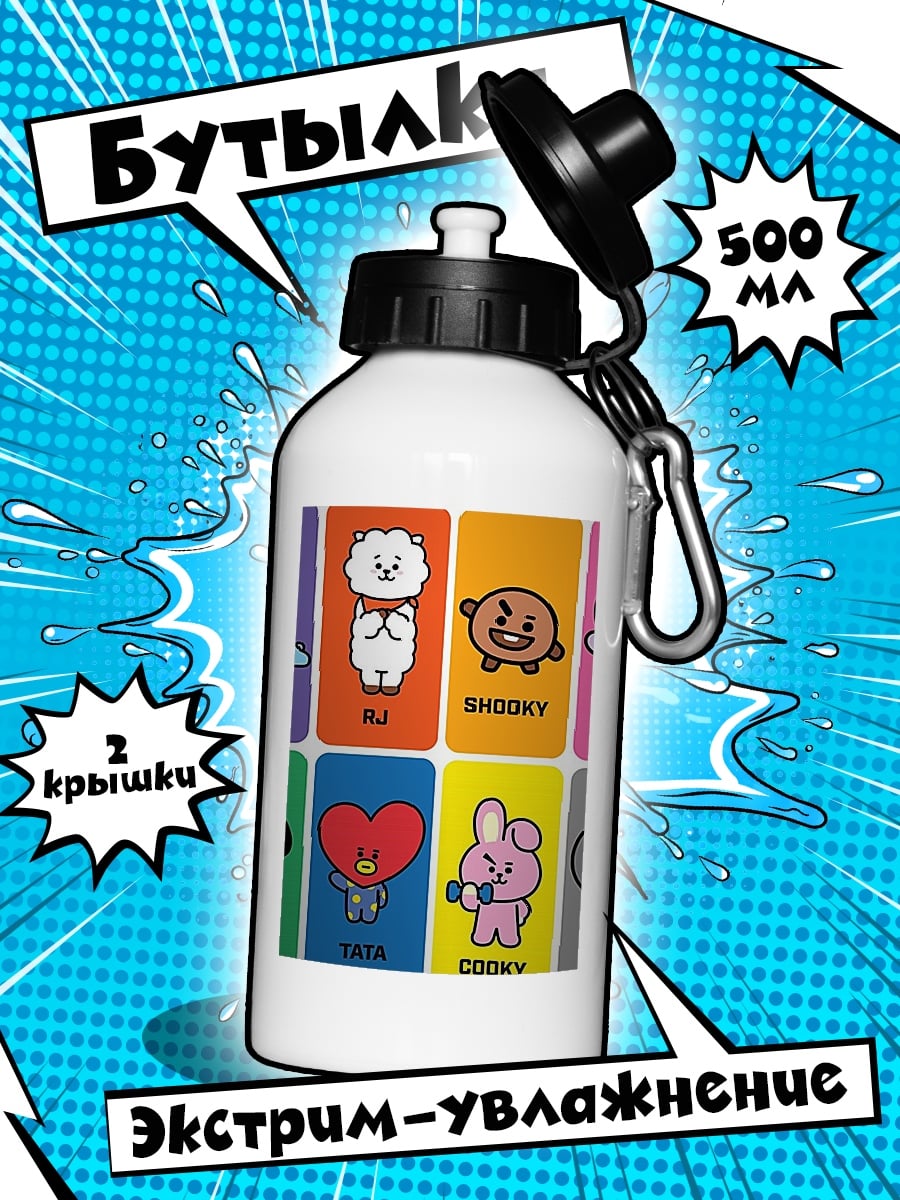Бутылка BT21 персонажи стикеры