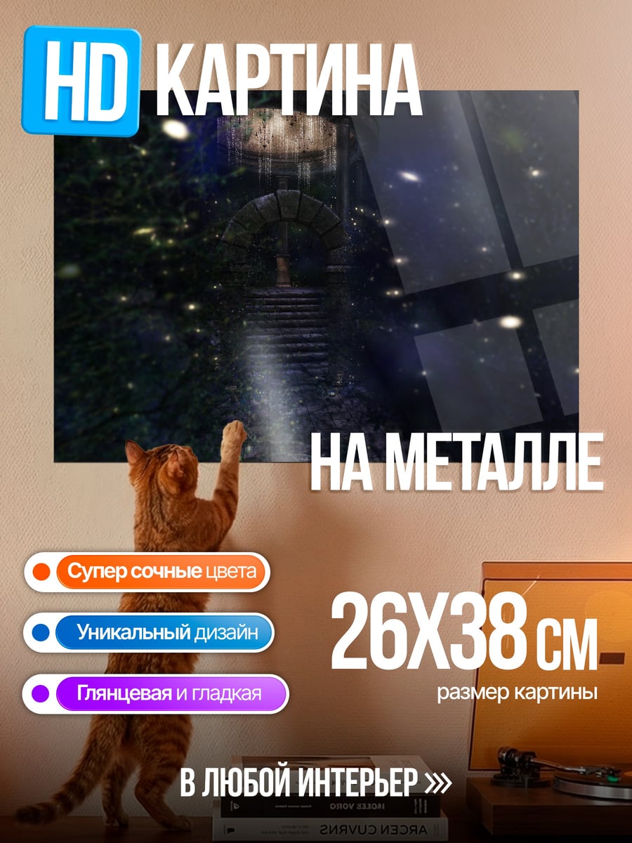 Картина на металле Мистический портал в ночи