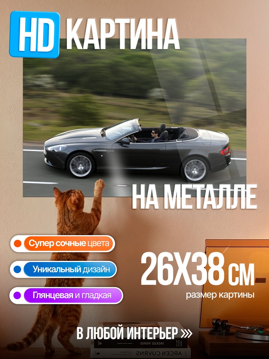 Картина на металле Спортивный кабриолет на дороге