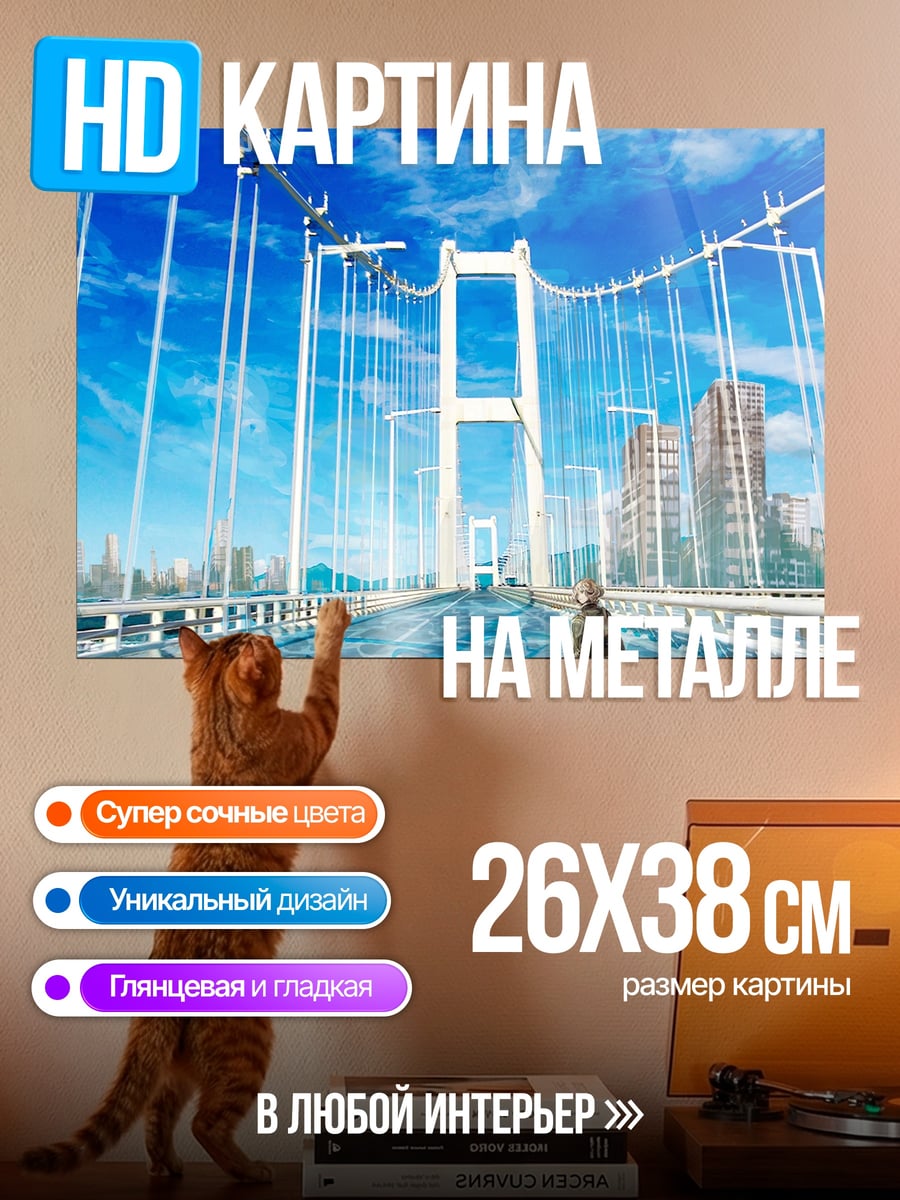 Картина на металле Девушка на мосту