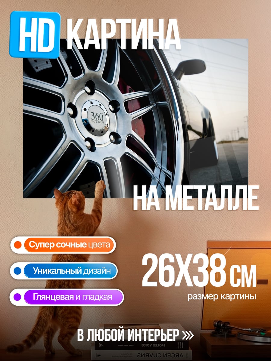 Картина на металле Колесо автомобиля