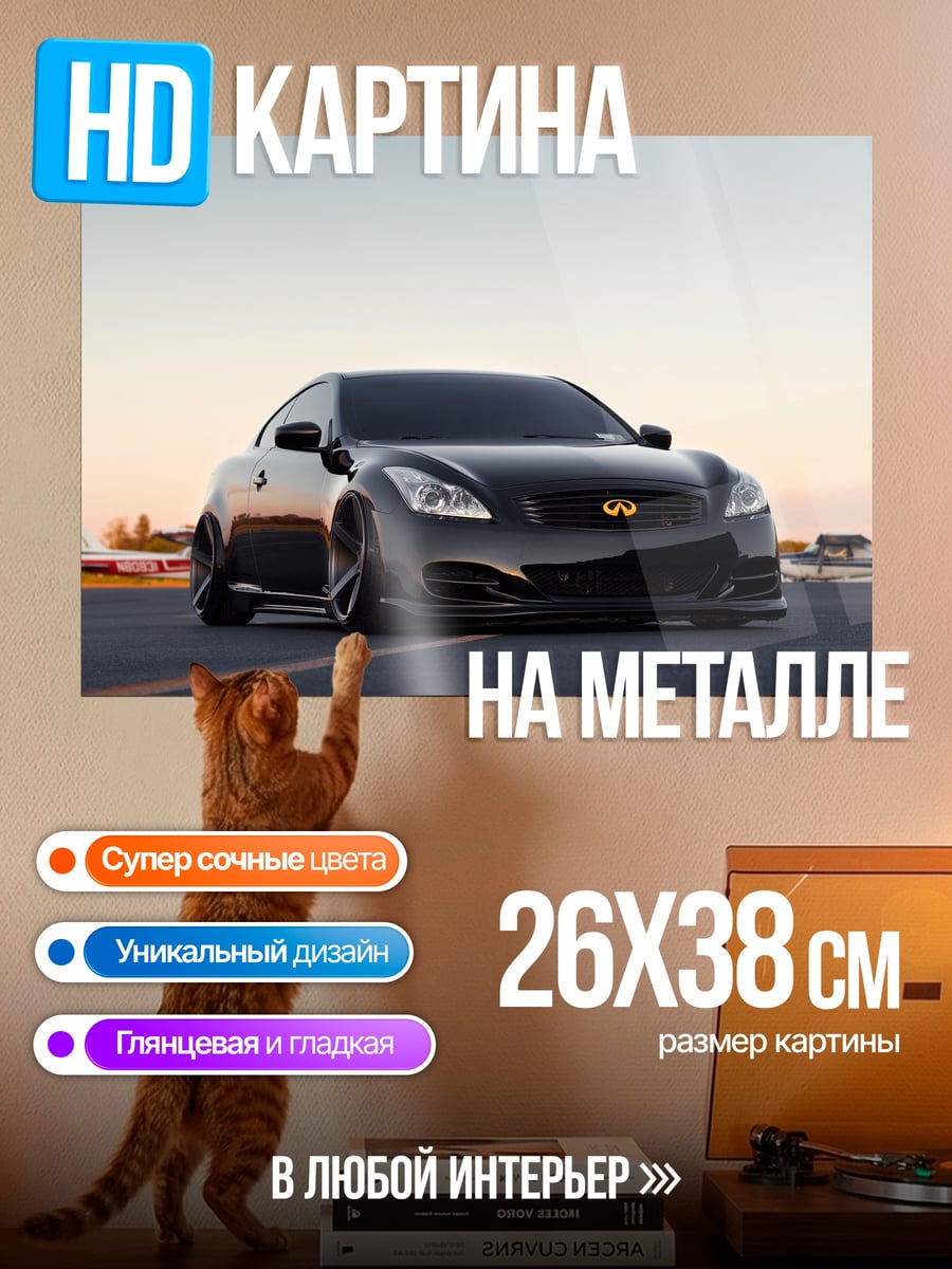 Картина на металле Черный спорткар