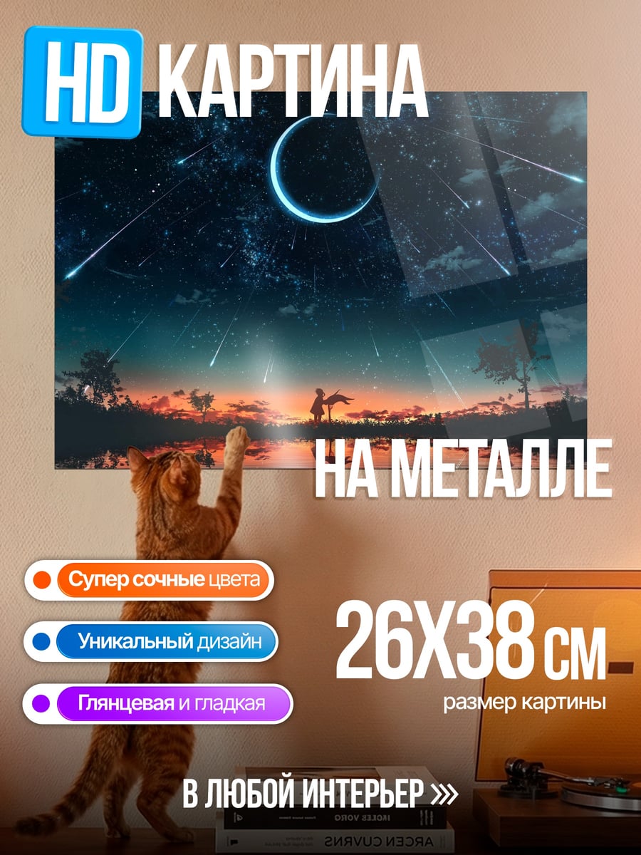 Картина на металле Звездная ночь пара