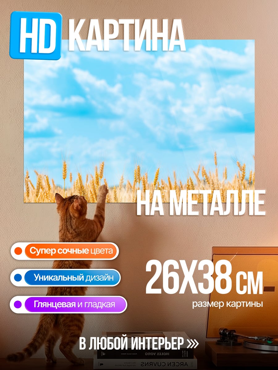 Картина на металле Колоски на небе