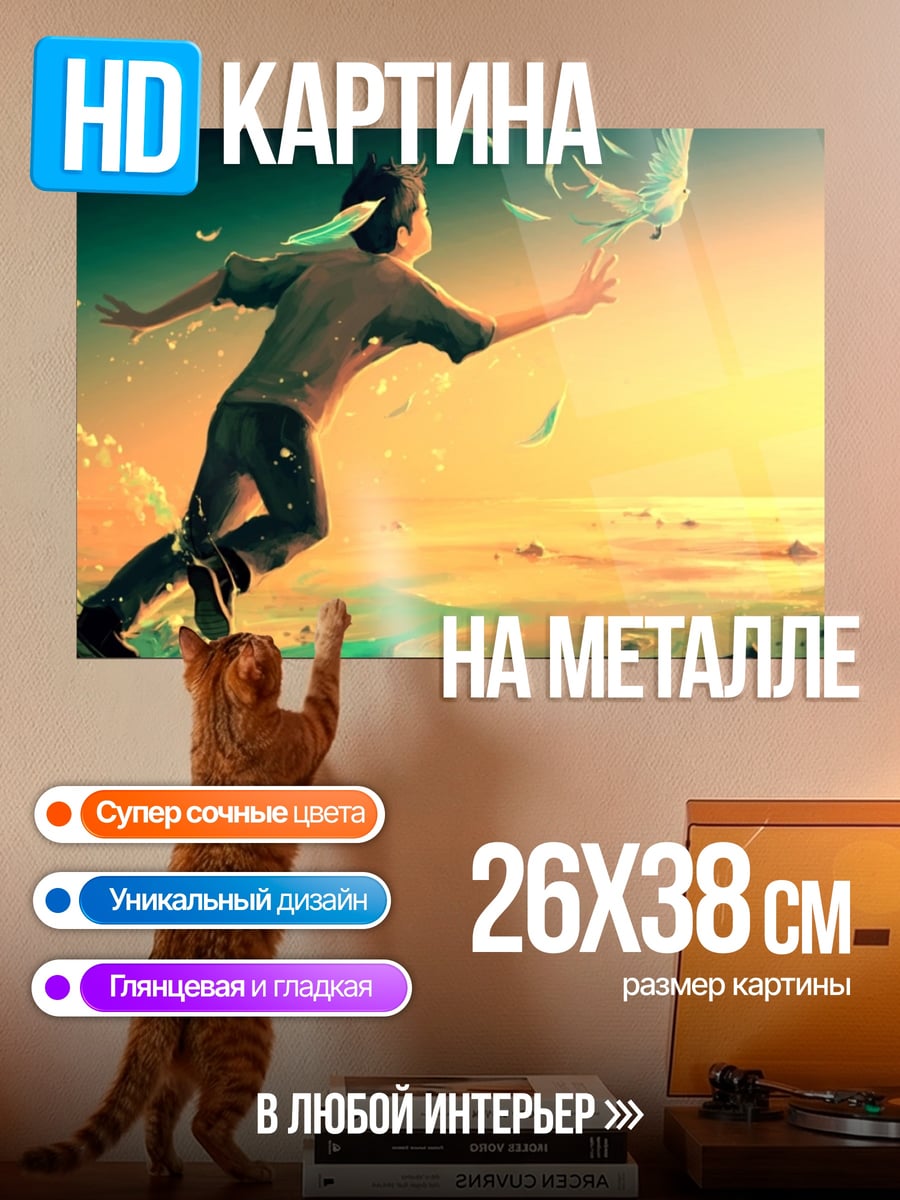 Картина на металле Парень на закате