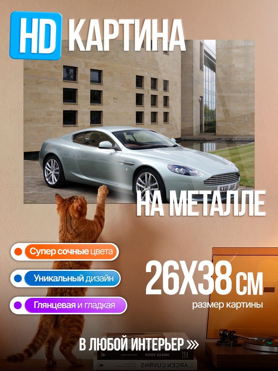 Картина на металле Серебристый спорткар