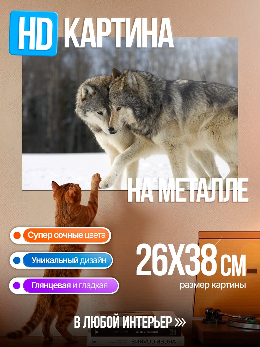 Картина на металле Два волка