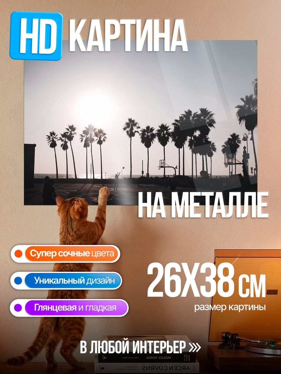Картина на металле Пальмы на закате