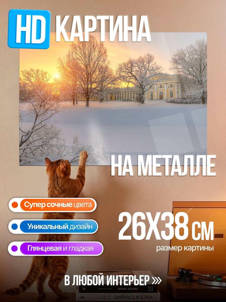 Картина на металле Зимний закат
