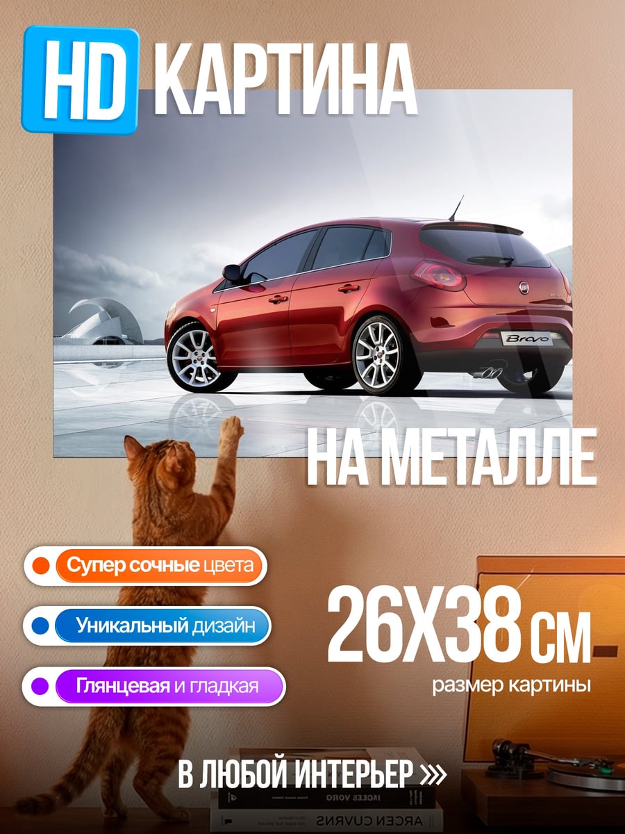 Картина на металле Красная машина