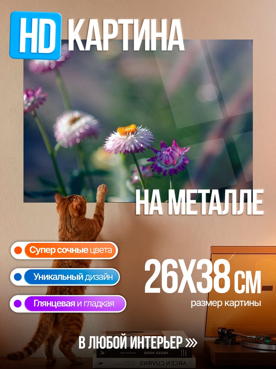 Картина на металле полевые цветы
