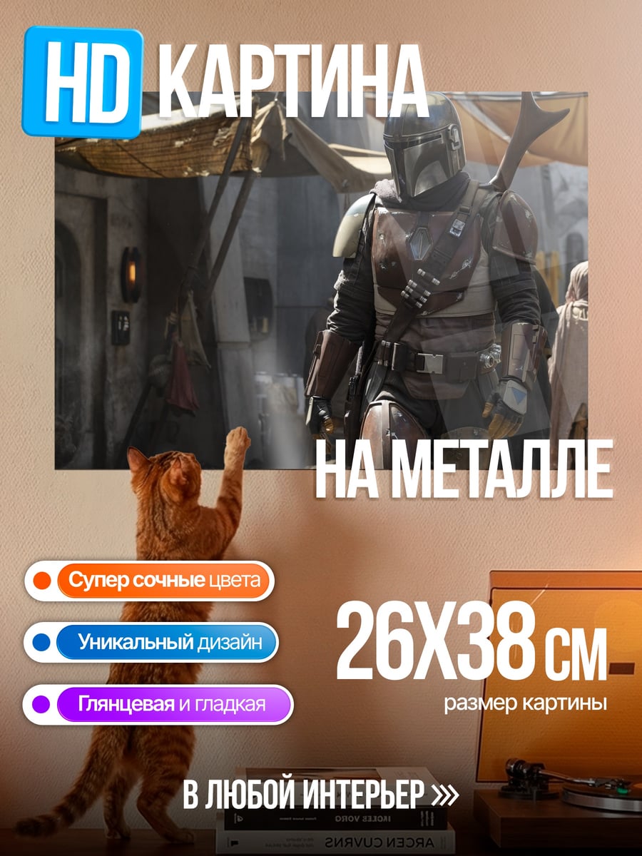 Картина на металле Мандалорец в городе