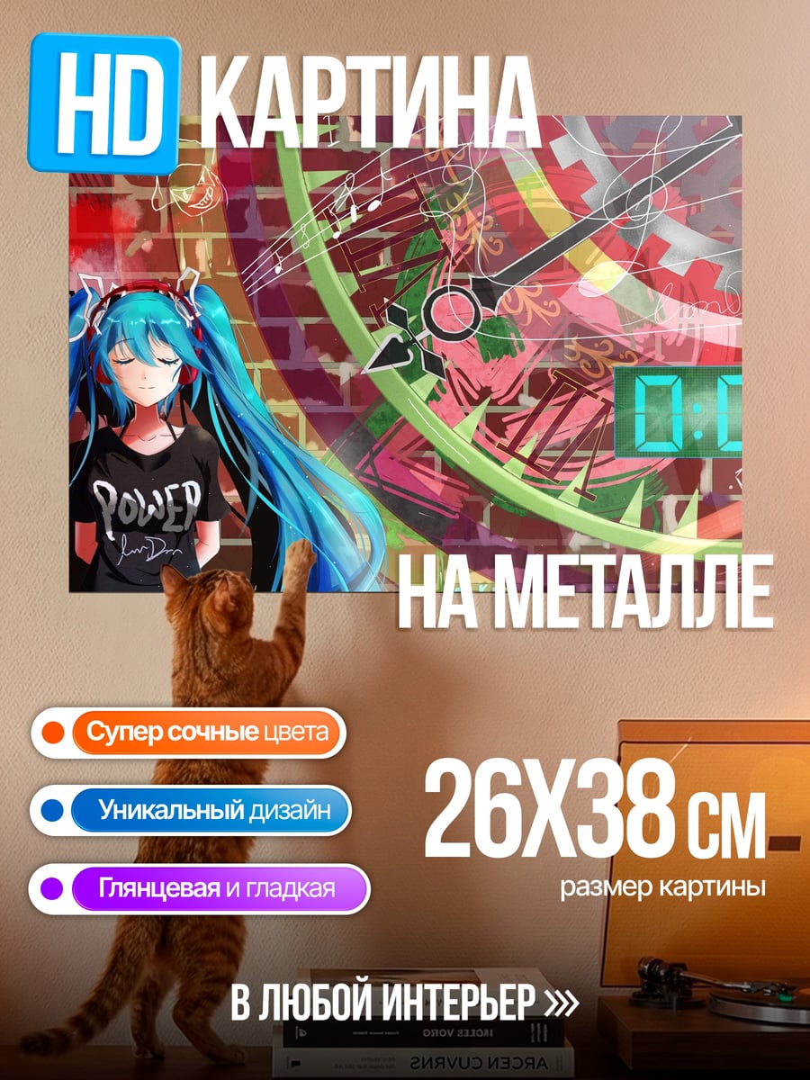 Картина на металле Мику Время Механизмов