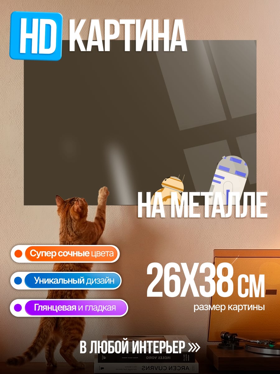Картина на металле Роботы BB-8 R2-D2