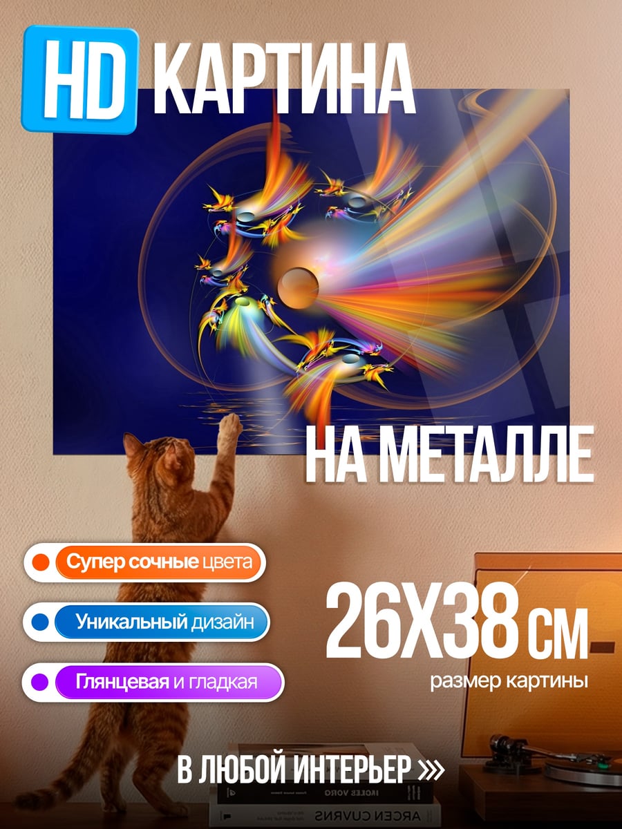 Картина на металле Абстрактный Вихрь Цветов