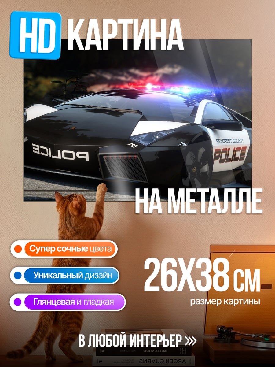 Картина на металле Полицейская погоня