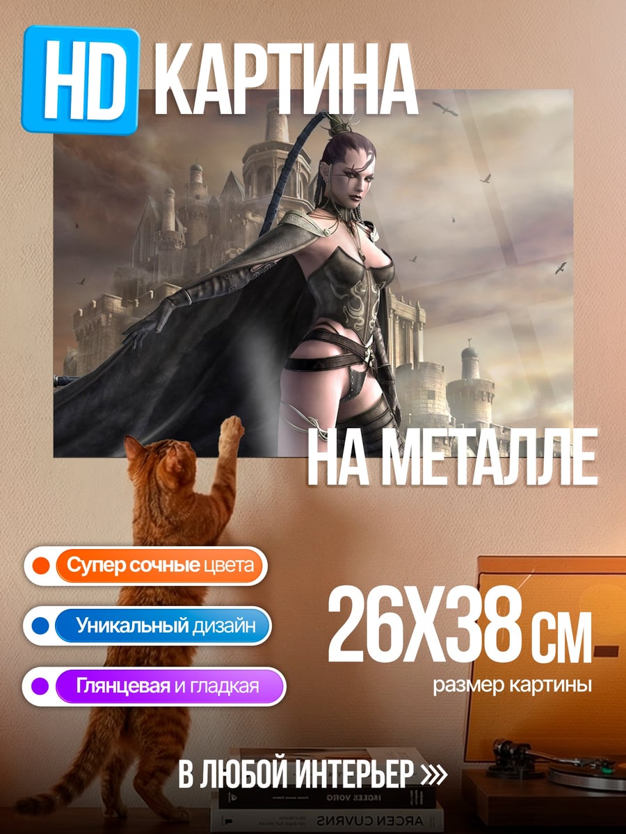 Картина на металле Воительница в плаще
