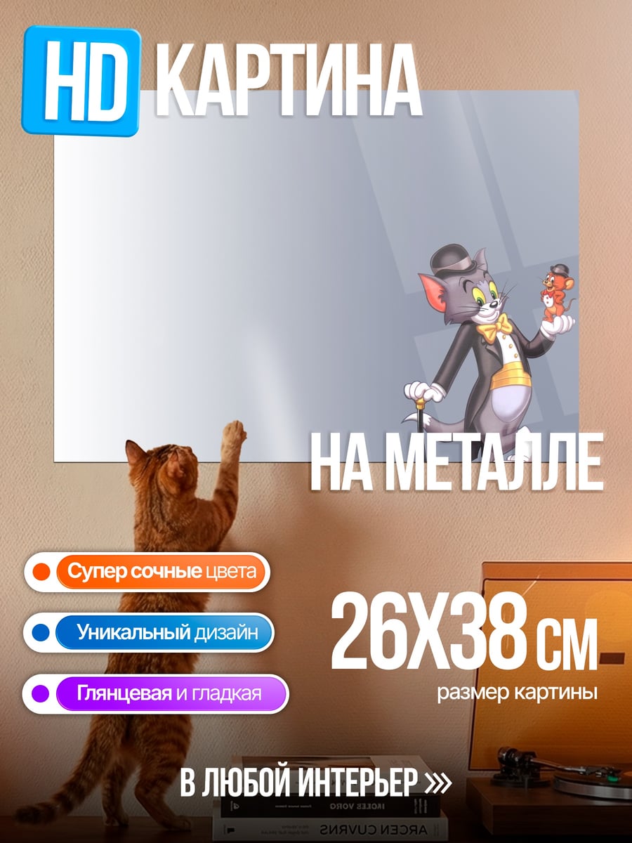 Картина на металле Кот в костюме
