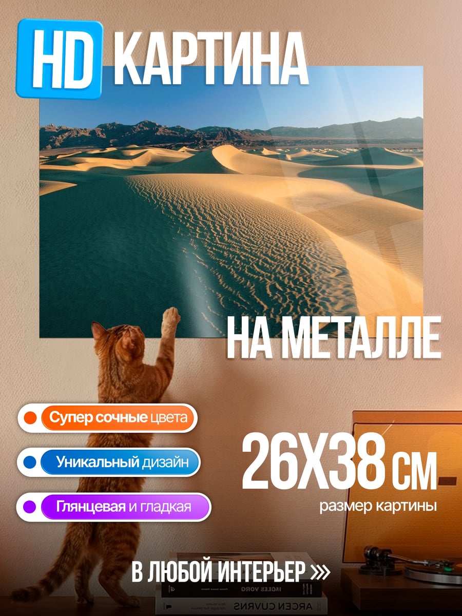 Картина на металле Пустынные дюны закат
