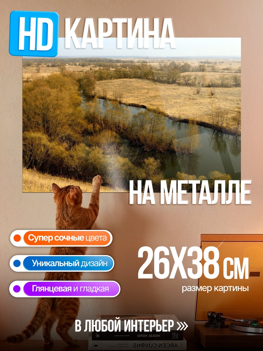 Картина на металле Река в степи