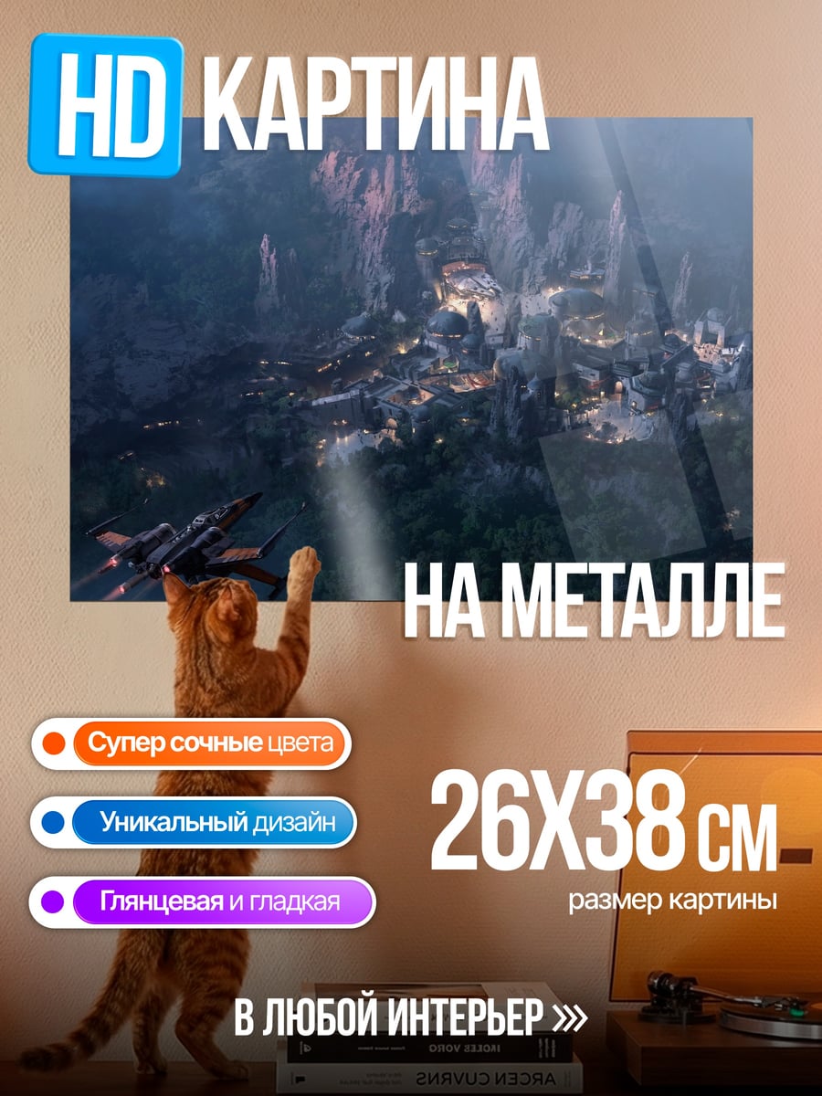 Картина на металле Летающий корабль