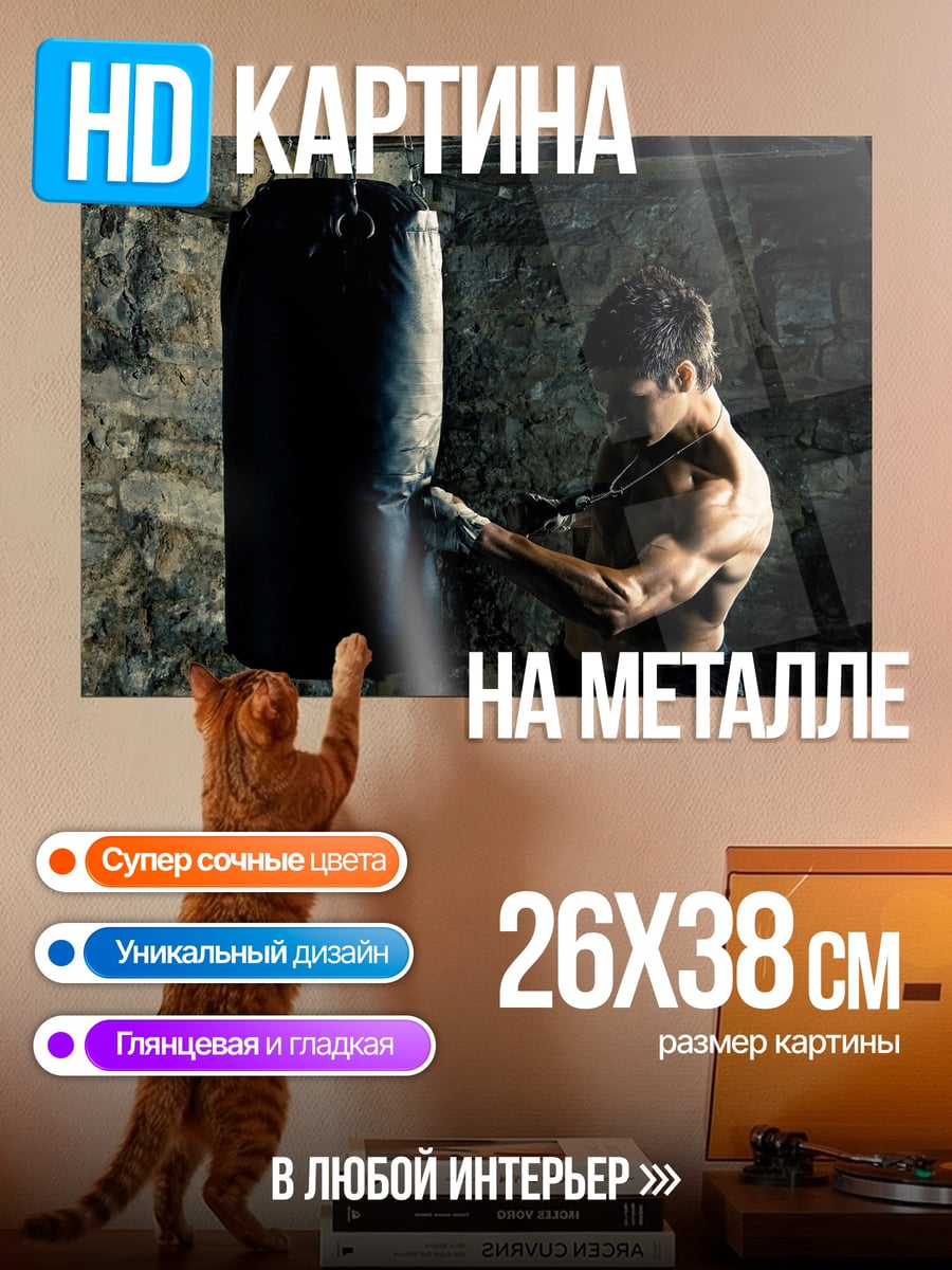 Картина на металле Боксер с грушей