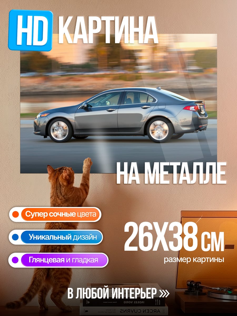 Картина на металле серый седан