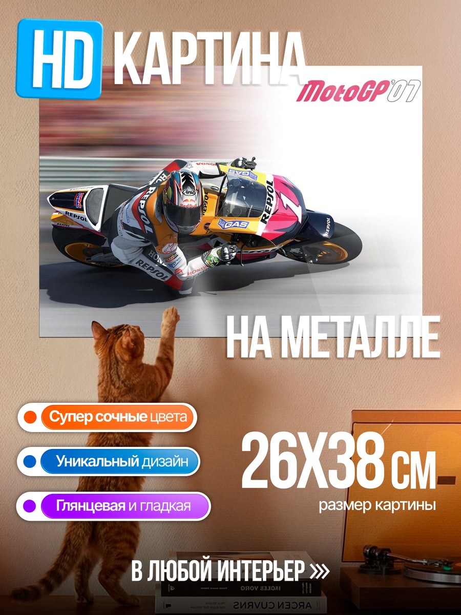 Картина на металле MotoGP гонщик