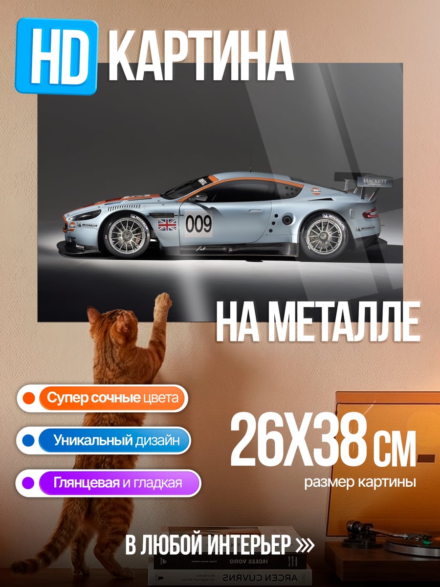 Картина на металле Гоночный автомобиль Aston Martin