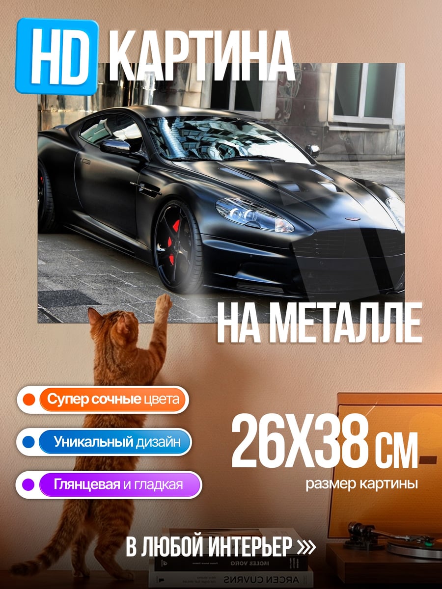 Картина на металле Черный спорткар