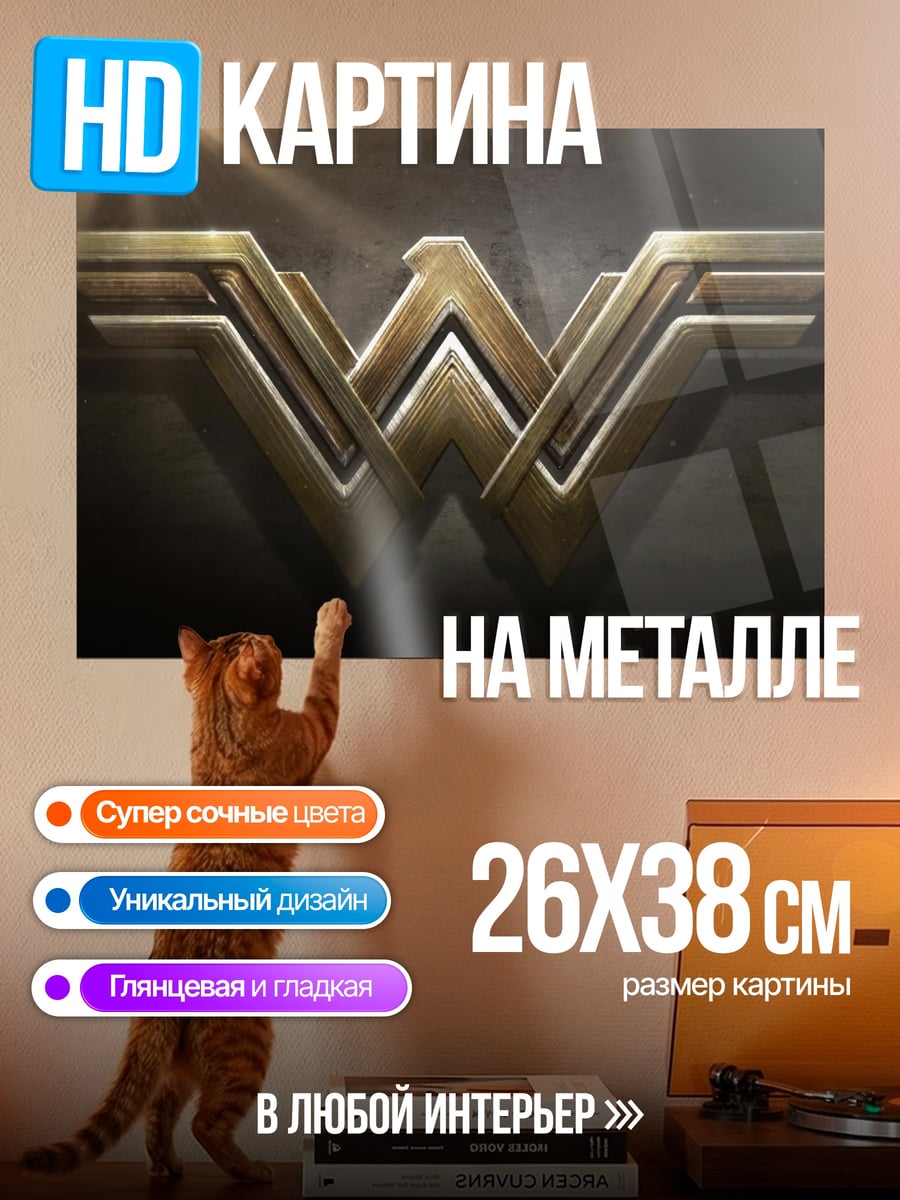 Картина на металле Логотип Чудо-женщины