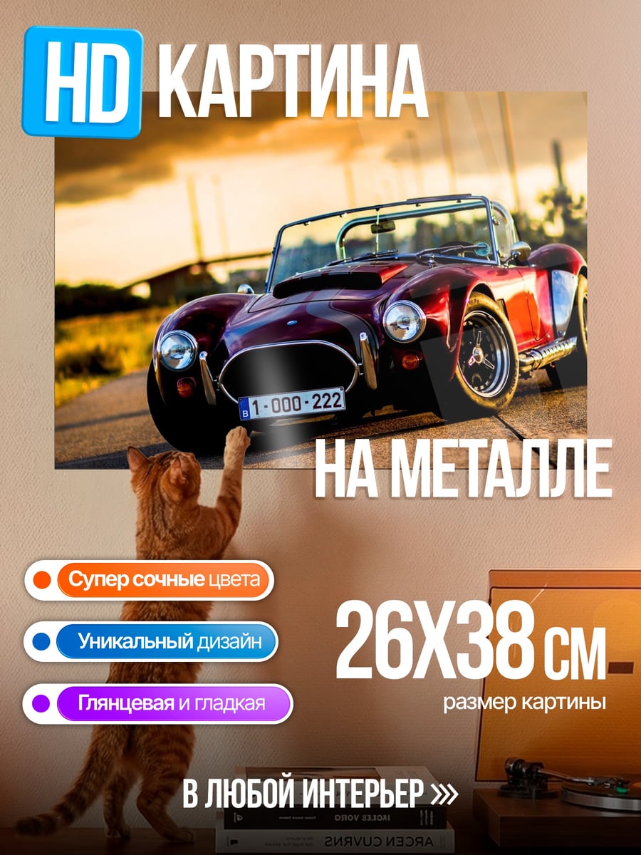 Картина на металле классический спорткар