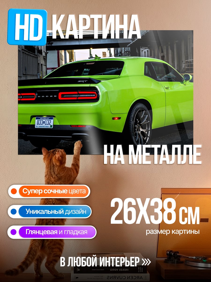 Картина на металле зеленый маслкар