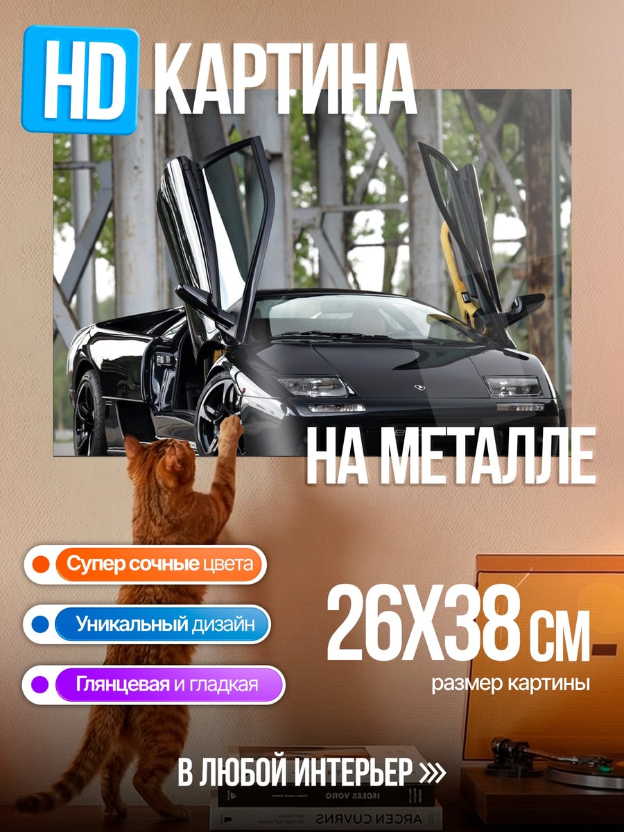 Картина на металле Черный спорткар