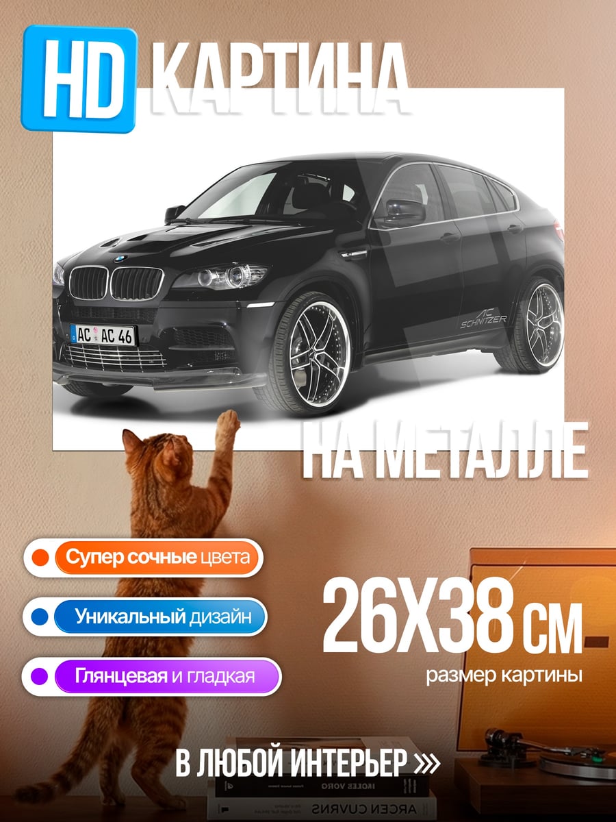 Картина на металле Черный спортивный автомобиль