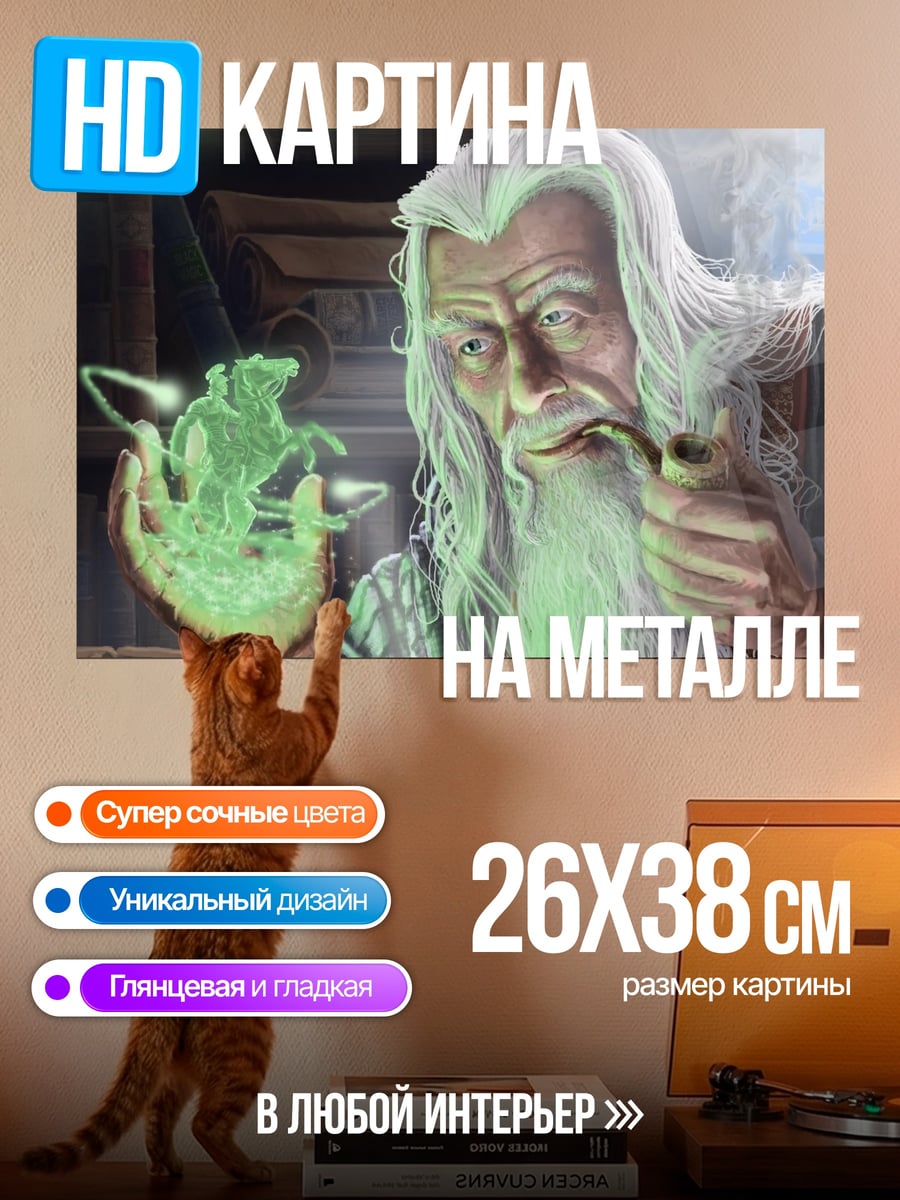 Картина на металле Старый мудрый маг