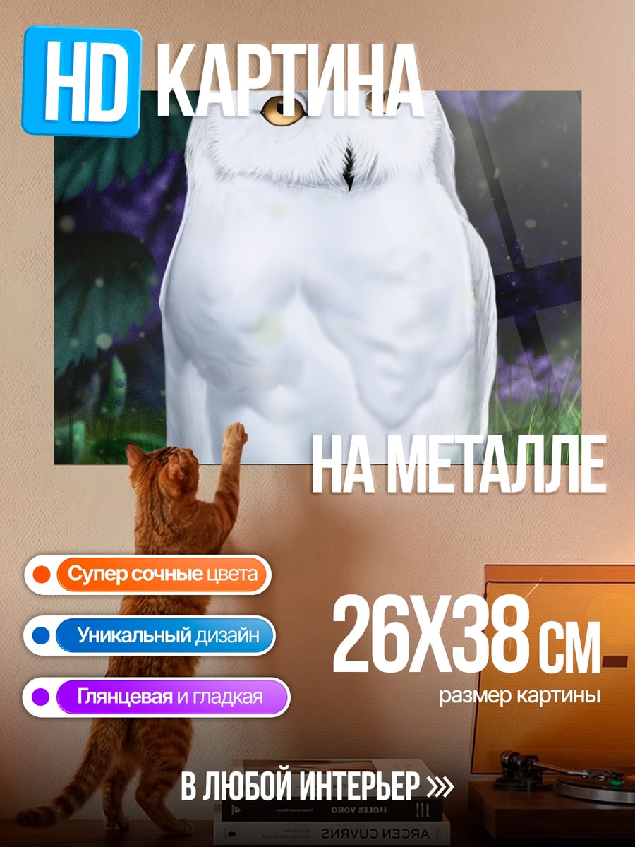 Картина на металле Белая сова