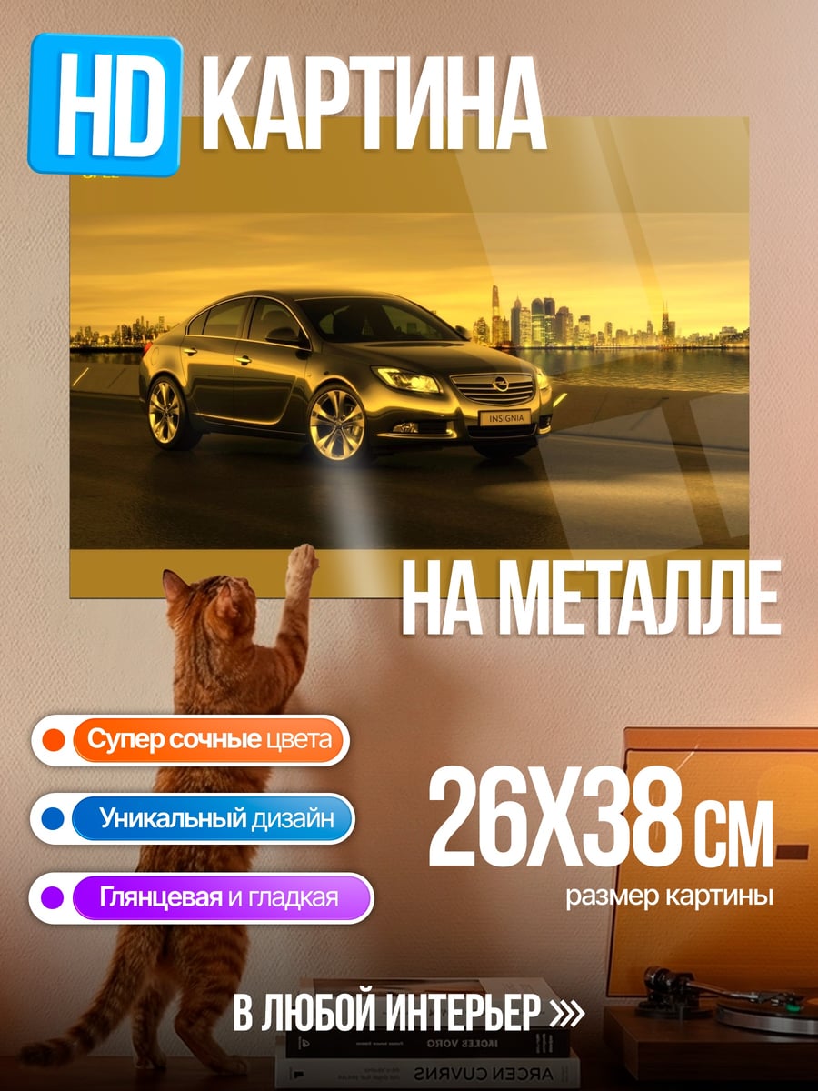 Картина на металле Серебристый Опель