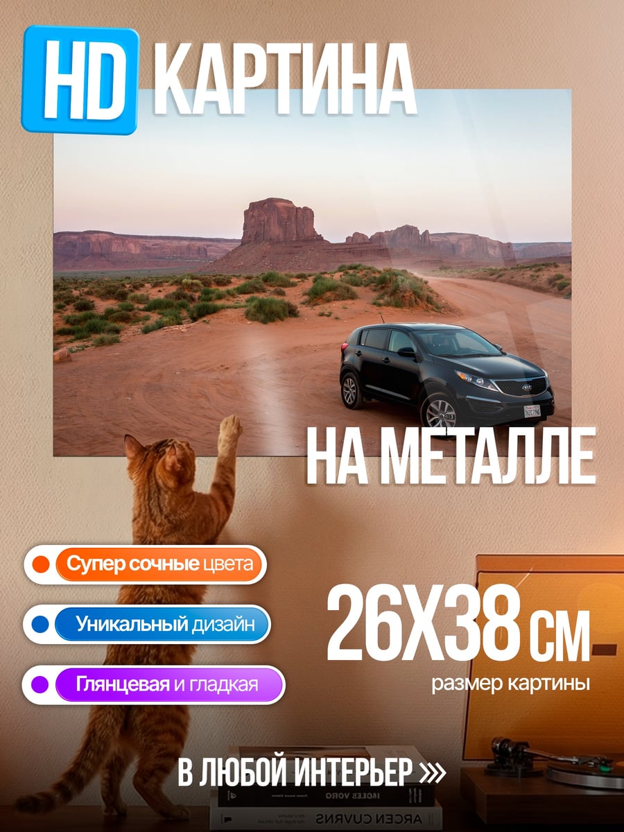 Картина на металле джип в пустыне