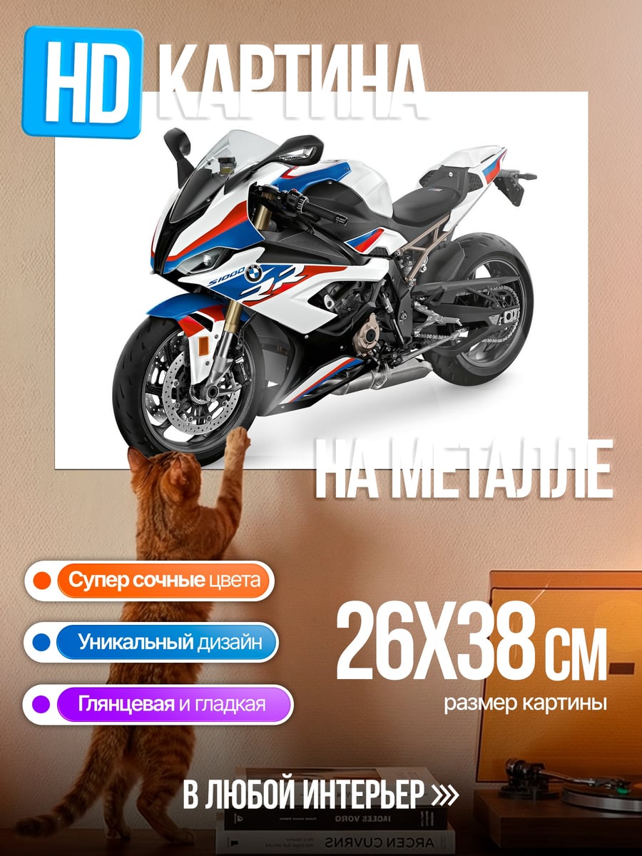 Картина на металле Спортивный мотоцикл BMW