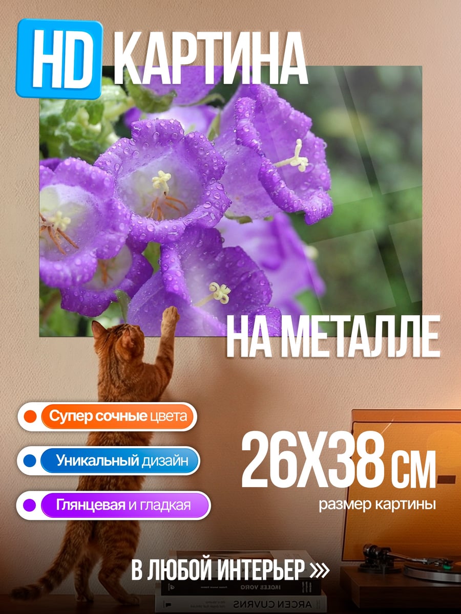 Картина на металле Фиолетовые колокольчики