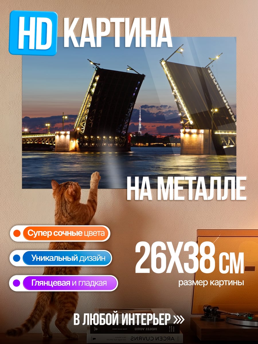 Картина на металле Разводной мост