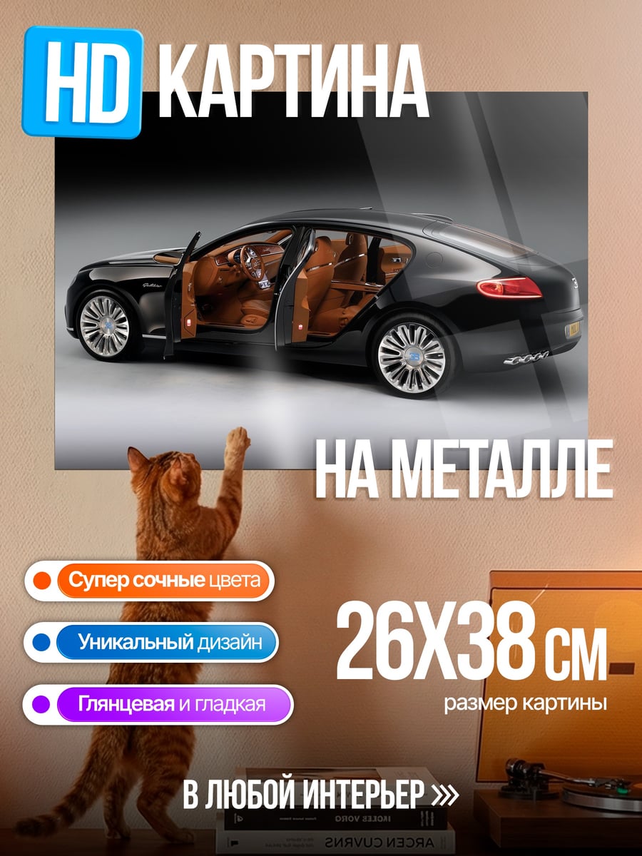 Картина на металле чёрный седан