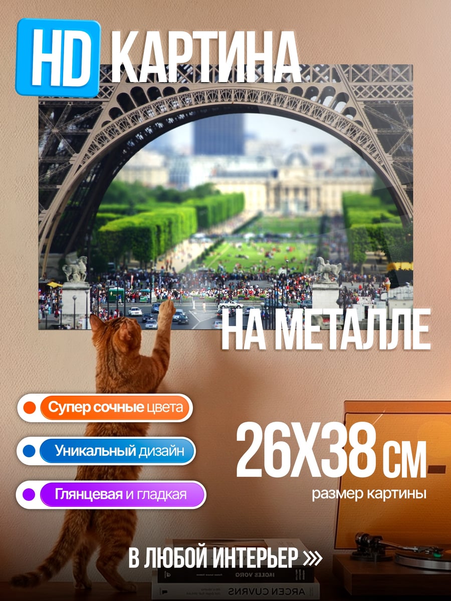 Картина на металле Эйфелева башня вид