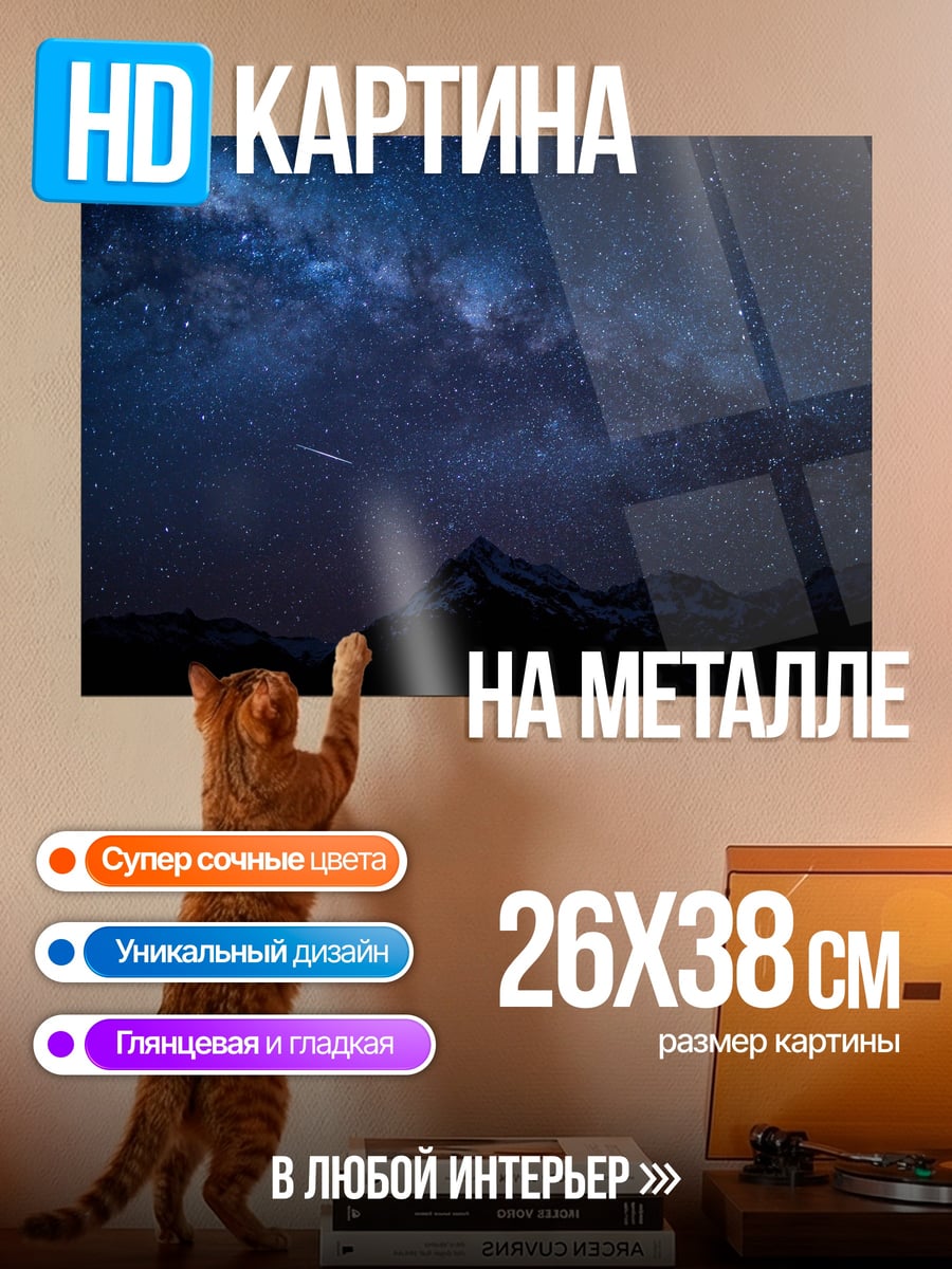 Картина на металле Звездная ночь
