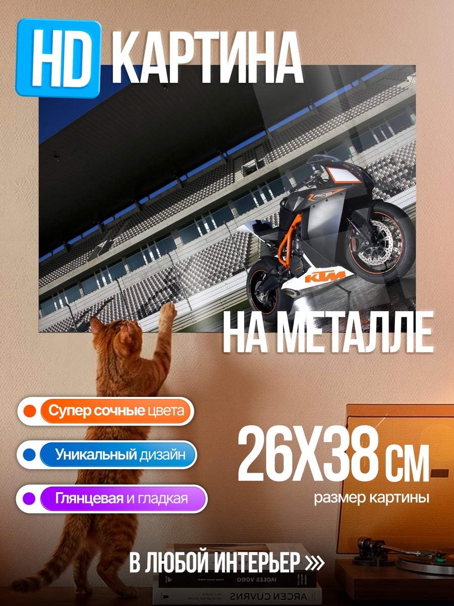 Картина на металле Мотоцикл на треке