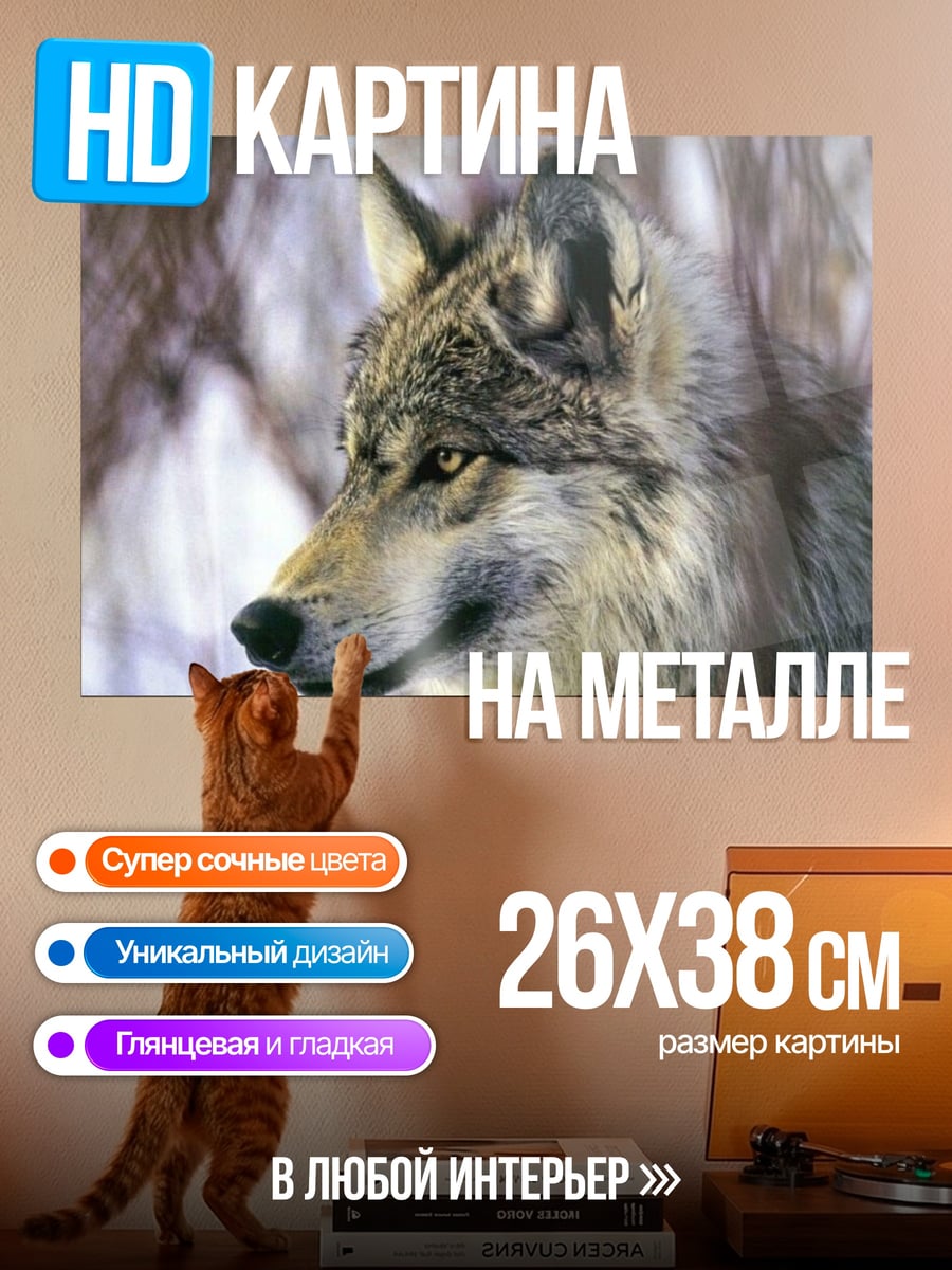Картина на металле Портрет волка