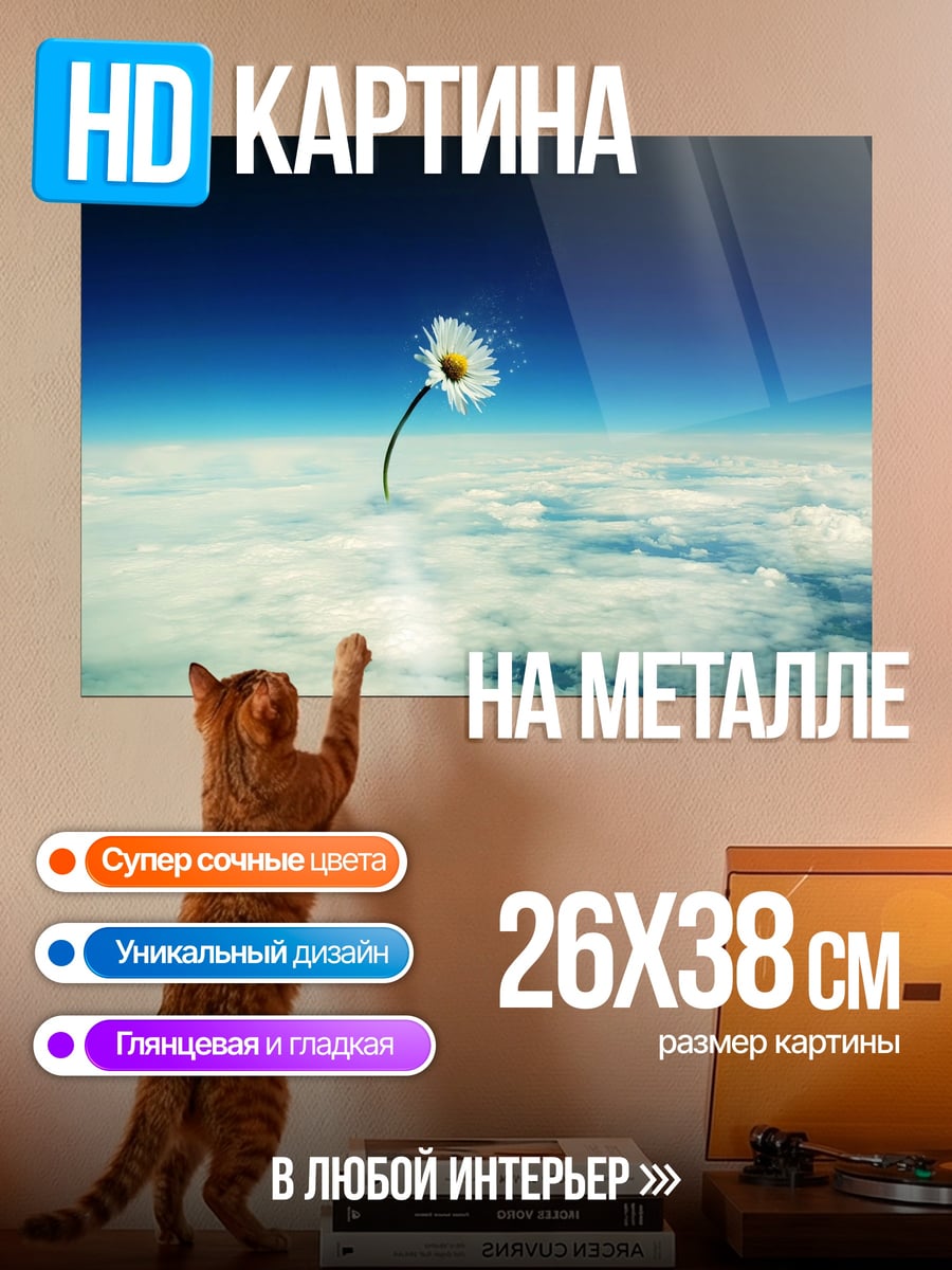 Картина на металле Цветок в небе