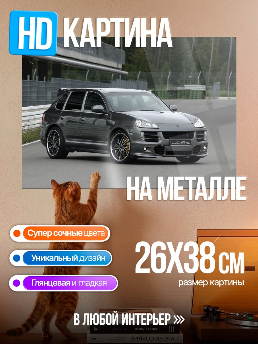 Картина на металле Серый Porsche Cayenne