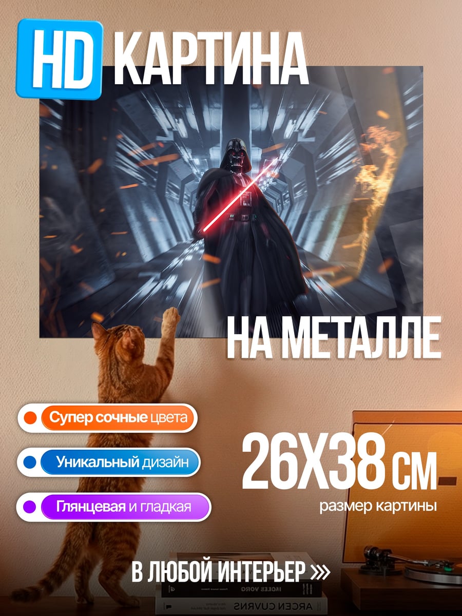 Картина на металле Дарт Вейдер с мечом